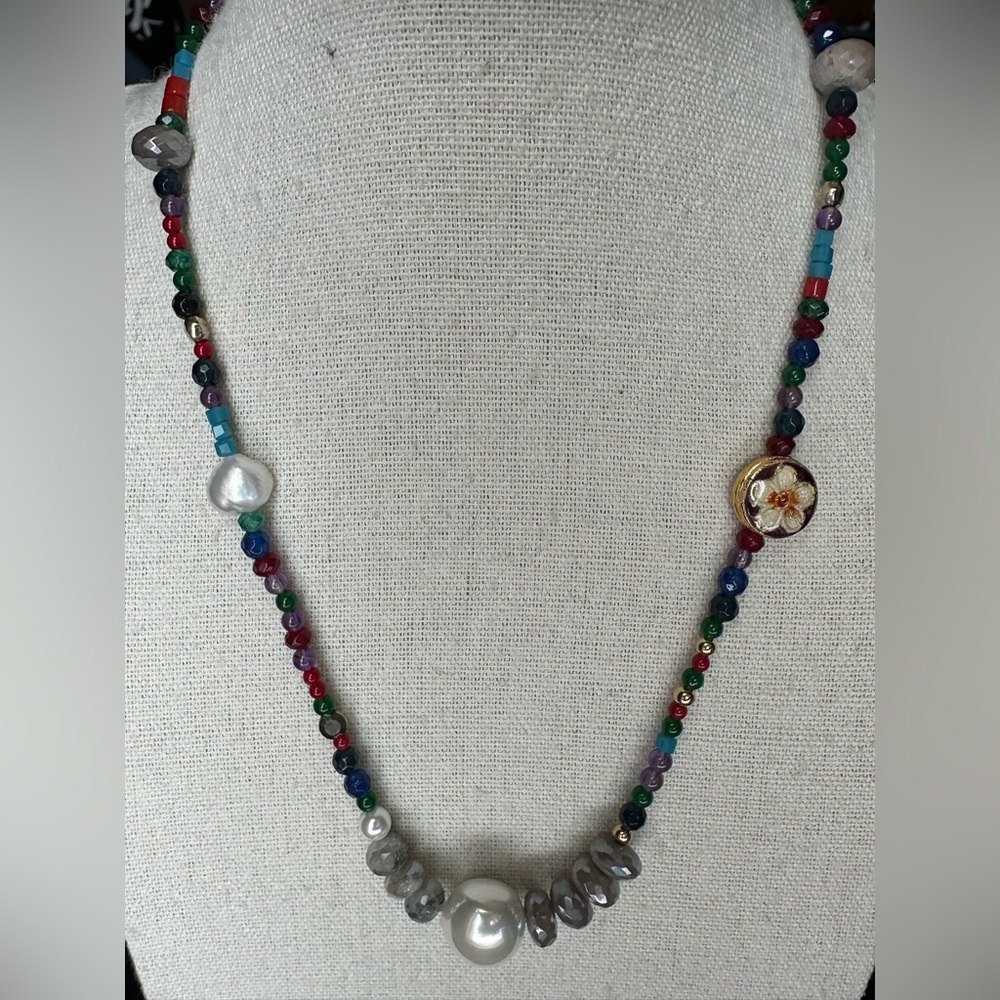 Serafina - Multicolor Beaded Necklace with Pearl Accent - NWOT